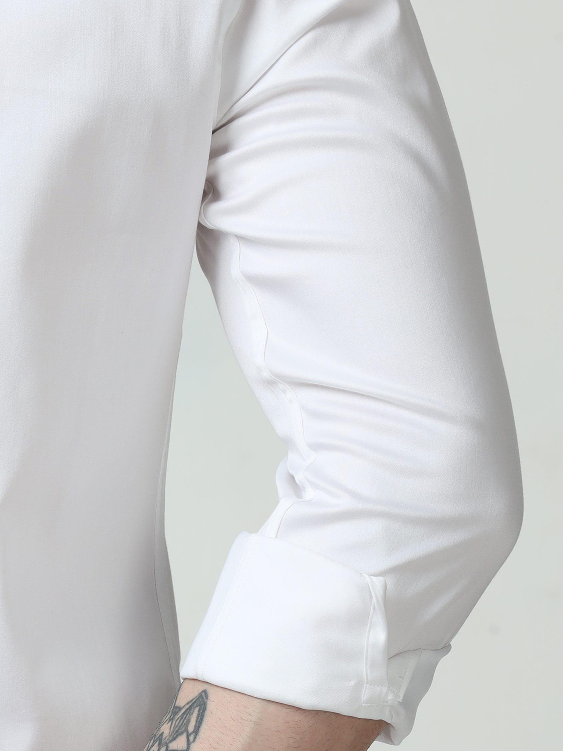 White Satin Lycra Plain Shirt